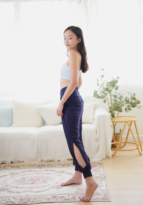 ISLABP004 High waisted cross v cotton banding pant (Cloud pink)