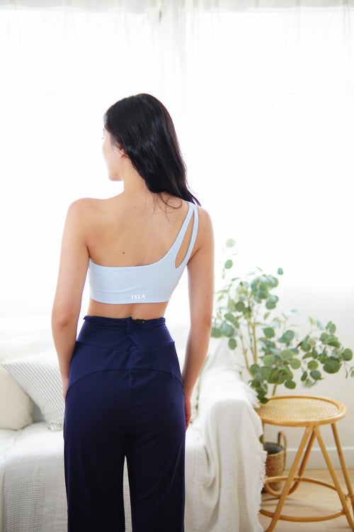 ISLABP004 High waisted cross v cotton banding pant (Navy)