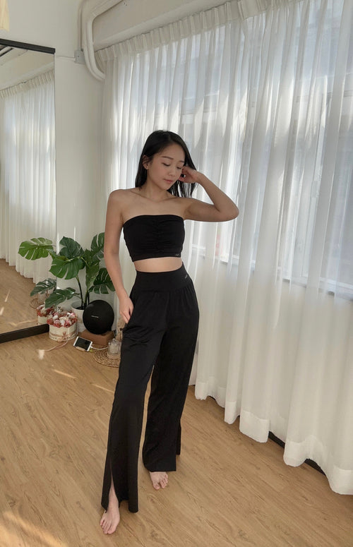 ISLABP001 High waisted slit banding pant (Black)