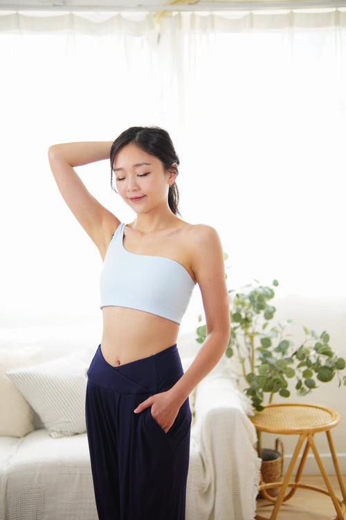 ISLABP004 High waisted cross v cotton banding pant (Cloud pink)