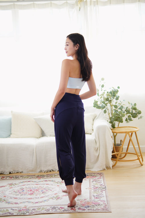 ISLABP004 High waisted cross v cotton banding pant (Cloud pink)