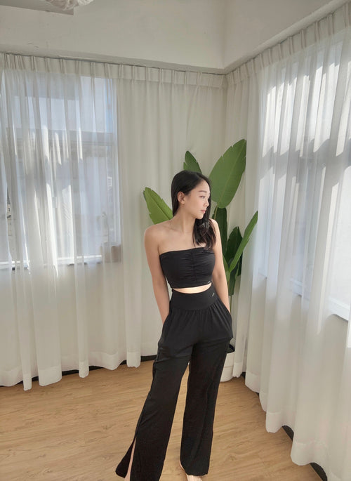ISLABP001 High waisted slit banding pant (Black)