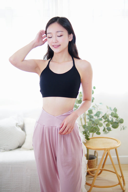 ISLABP004 High waisted cross v cotton banding pant (Cloud pink)