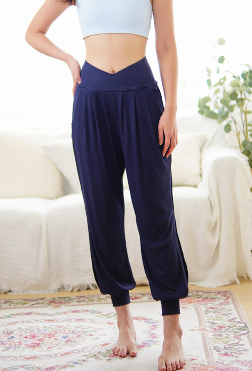 ISLABP004 High waisted cross v cotton banding pant (Cloud pink)