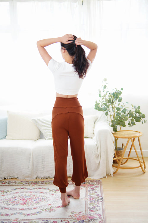 ISLABP004 High waisted cross v cotton banding pant (Cloud pink)