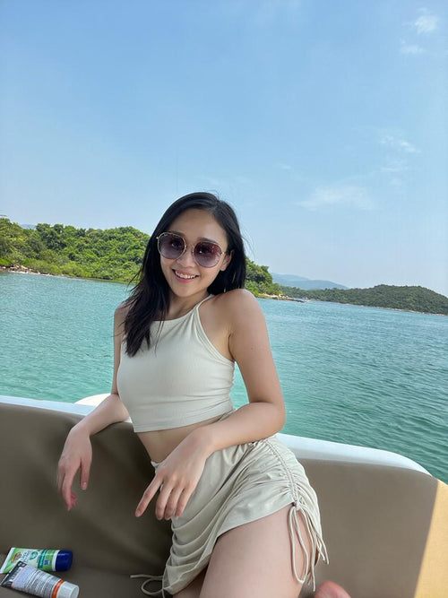 ISLAB002 Thin strap bra top (swimming texture) Ivory