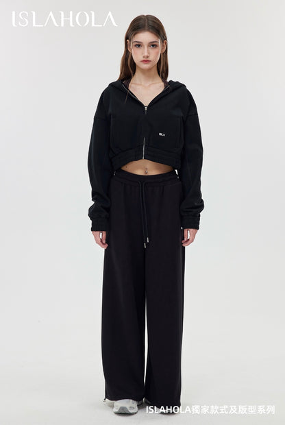 ISLAOUT075 Ribbed Hem Cropped Hoodie Jacket (ISLAHOLA Exclusive)