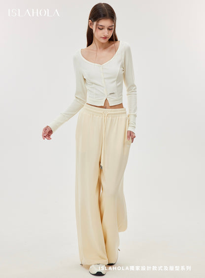 ISLAOUT074 Button Scoop Neck Cropped Cardigan (ISLAHOLA Exclusive)