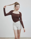 ISLACB014 Collarbone long sleeve crop top (3Colours)(fixed pad)