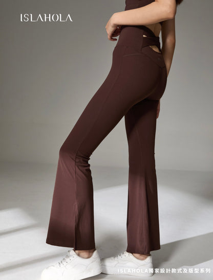 ISLABC008 High waisted cross back slit bootcut pants (ISLAHOLA Exclusive)