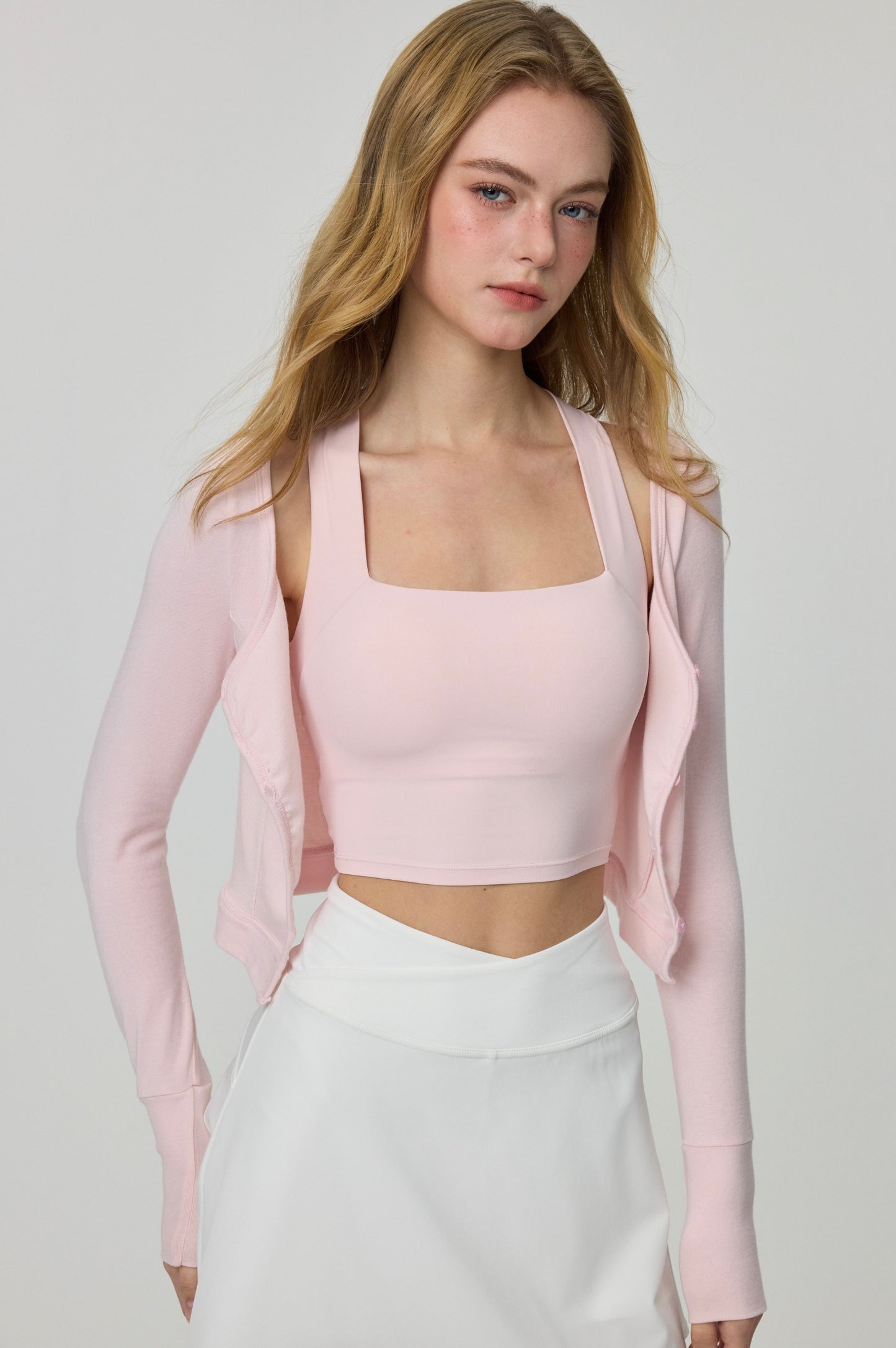 ISLAOUT074 Button Scoop Neck Long Sleeve Outer (ISLAHOLA Exclusive)