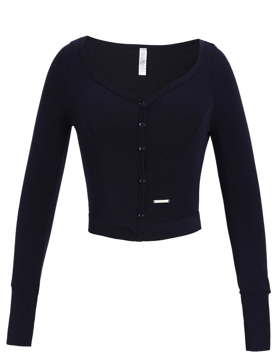 ISLAOUT074 Button Scoop Neck Long Sleeve Outer (ISLAHOLA Exclusive)