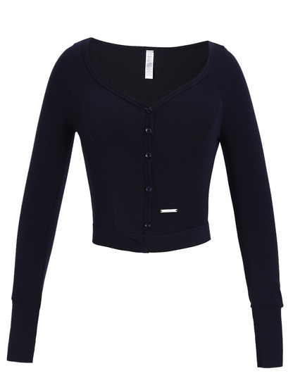ISLAOUT074 Button Scoop Neck Cropped Cardigan (ISLAHOLA Exclusive)