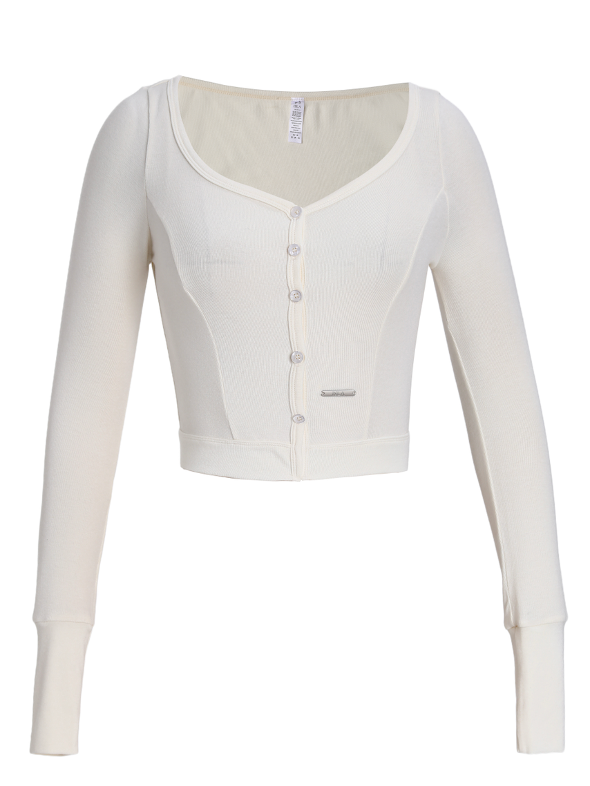 ISLAOUT074 Button Scoop Neck Long Sleeve Outer (ISLAHOLA Exclusive)