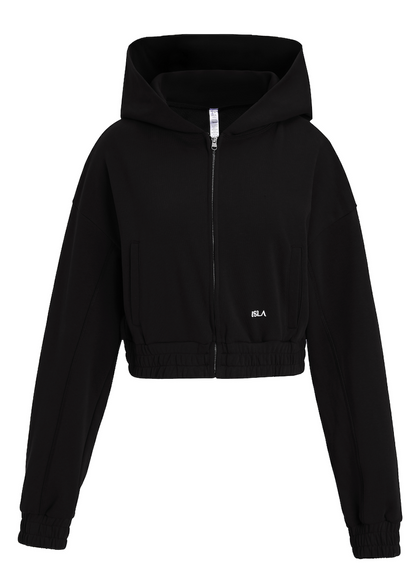 ISLAOUT075 Ribbed Hem Cropped Hoodie Jacket (ISLAHOLA Exclusive)