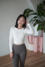 ISLACB011 Cotton cut out long sleeve crop top（固定胸墊)