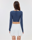 ISLACB045 Layered Elegance Button Long Sleeve crop Top (Fixed Pad)