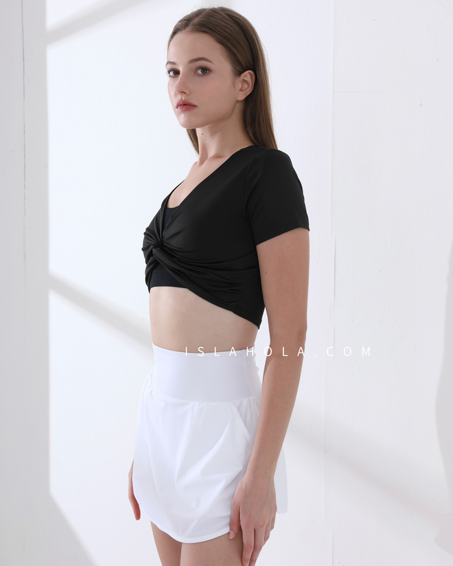 ISLAOUT051 twist crop short sleeve outer (3 colours)