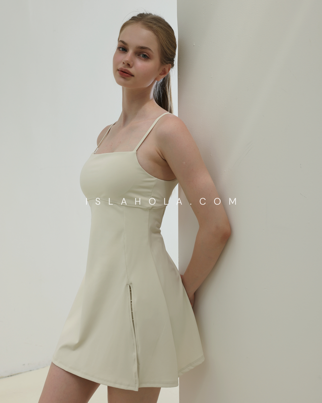 ISLASK007 Backless A-line high elastic bra dress (3 colours）