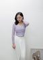 ISLACB015 Sheer shirring long sleeve crop top (4 Colours) (fixed pad)