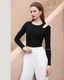 ISLACB011 Cotton cut out long sleeve crop top（固定胸墊)