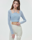 ISLACB046 Mist Sheer Long Sleeve Crop Top (Fixed Pad)