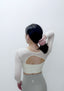 ISLACB015 Sheer shirring long sleeve crop top (4 Colours) (fixed pad)