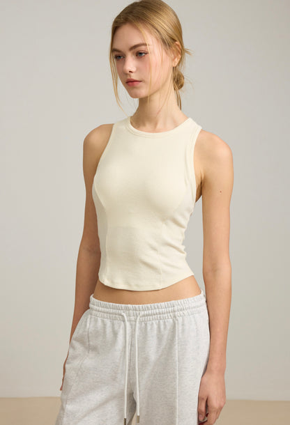 Women's built-in bra tank top in Warm Ivory for yoga, Pilates and everyday wear by ISLAHOLA