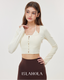 ISLACB045 Layered Elegance Button Long Sleeve crop Top (Fixed Pad)