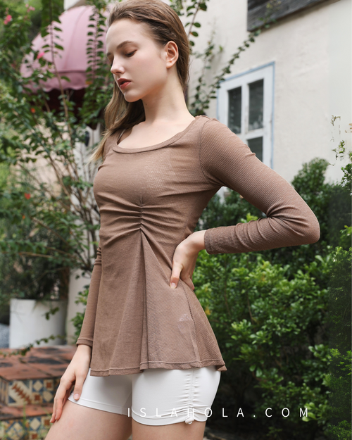 ISLAOUT055 Side shirring long sleeve outer