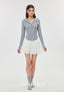 ISLAOUT072 Airy Hood Button Long Sleeve Outer