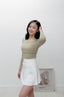 ISLACB014 Collarbone long sleeve crop top (3Colours)(fixed pad)