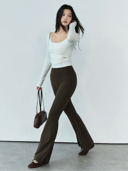 ISLABC008 High waisted cross back slit bootcut pants (ISLAHOLA Exclusive)