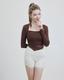 ISLACB014 Collarbone long sleeve crop top (3Colours)(fixed pad)