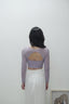 ISLACB015 Sheer shirring long sleeve crop top (4 Colours) (fixed pad)