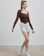 ISLACB014 Collarbone long sleeve crop top (3Colours)(fixed pad)