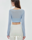 ISLACB046 Mist Sheer Long Sleeve Crop Top (Fixed Pad)
