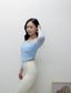 ISLACB015 Sheer shirring long sleeve crop top (4 Colours) (fixed pad)