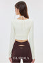 ISLACB045 Layered Elegance Button Long Sleeve crop Top (Fixed Pad)
