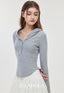 ISLAOUT072 Airy Hood Button Long Sleeve Outer
