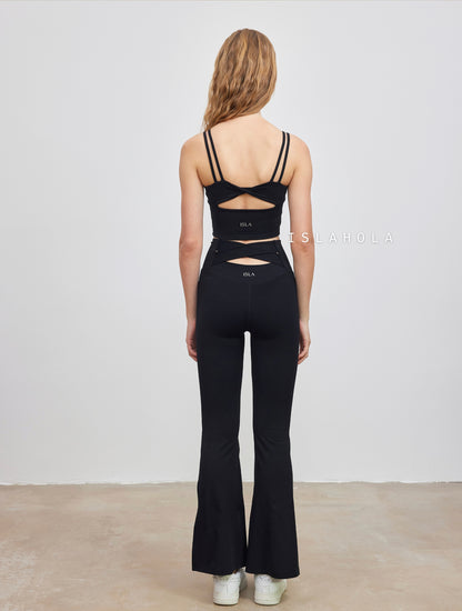 Women's High Waisted Cross Back Bootcut Pants - Back View | ISLAHOLA
