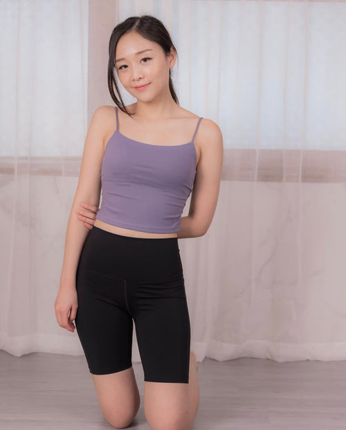 ISLASP07 High waisted two line comfy short pant (Black 黑色）